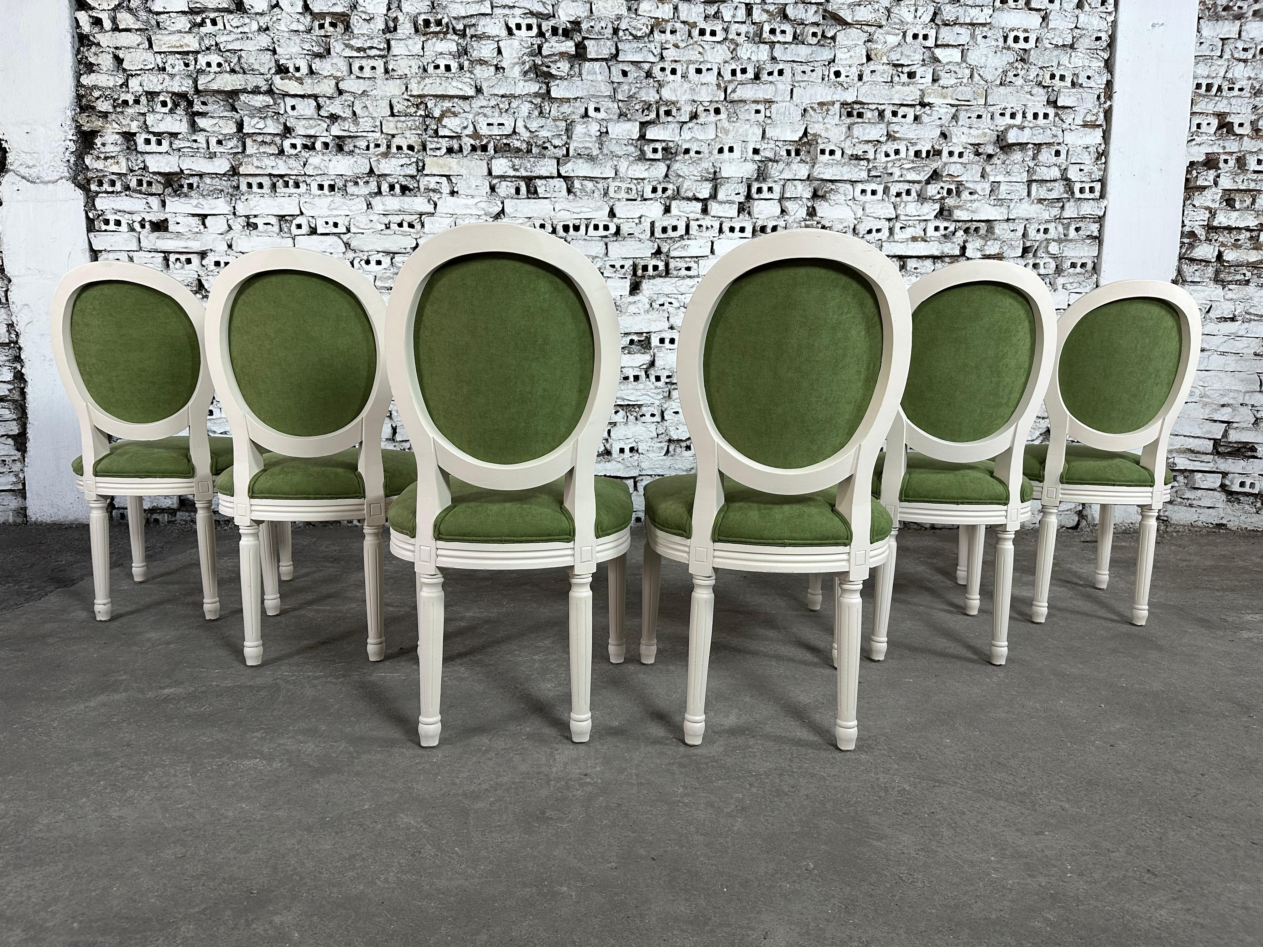Renewed Vintage French Louis XVI Medallion Back Dining Chairs - Set of 6 7
