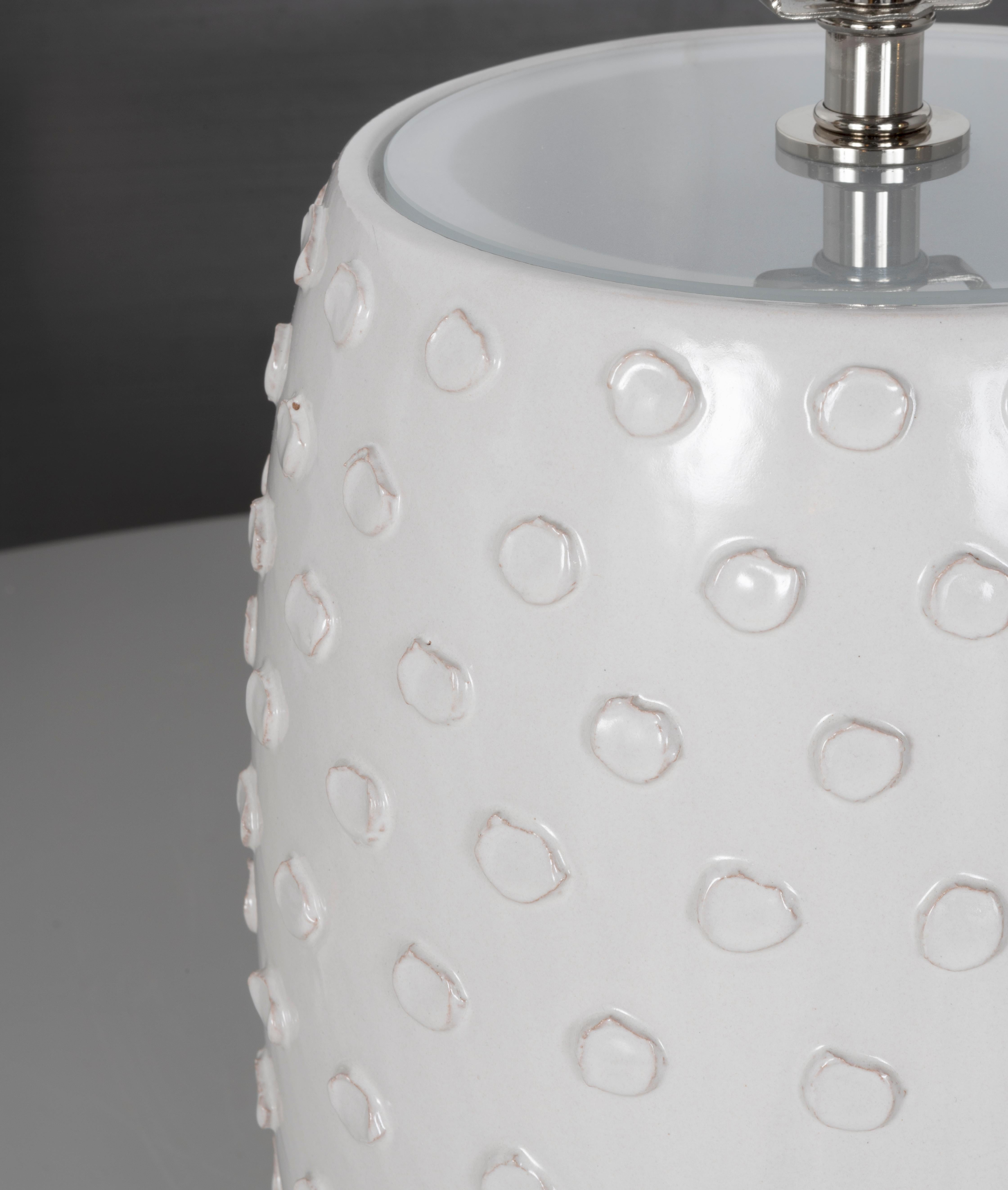 Italian Reng, Boru, White Glaze Ceramic Table Lamp