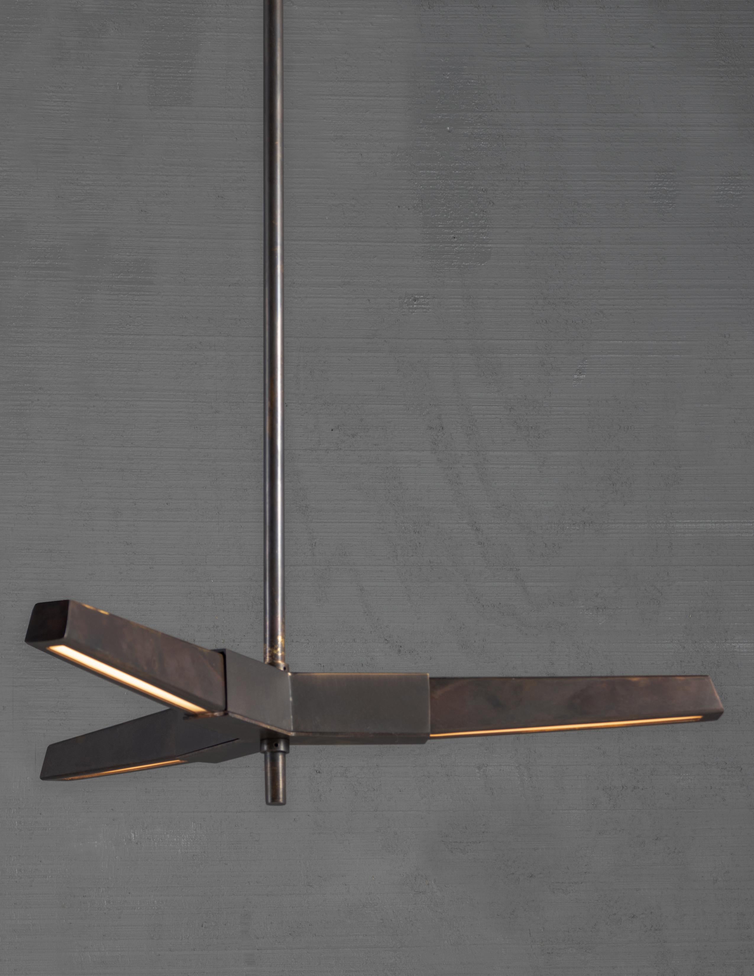 Rustic modern brass and steel cable suspension light

Bulb LED continuous strip. 20 lbs

Handcrafted in Italy. Sold exclusively at Brendan Bass.

Minimum hanging height: N/A
Maximum hanging height: 62.3