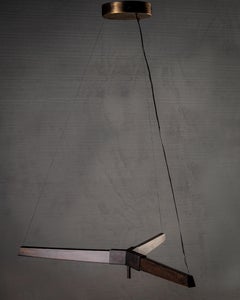 Reng, Buki II, Lampada a sospensione moderna e rustica in ottone e acciaio