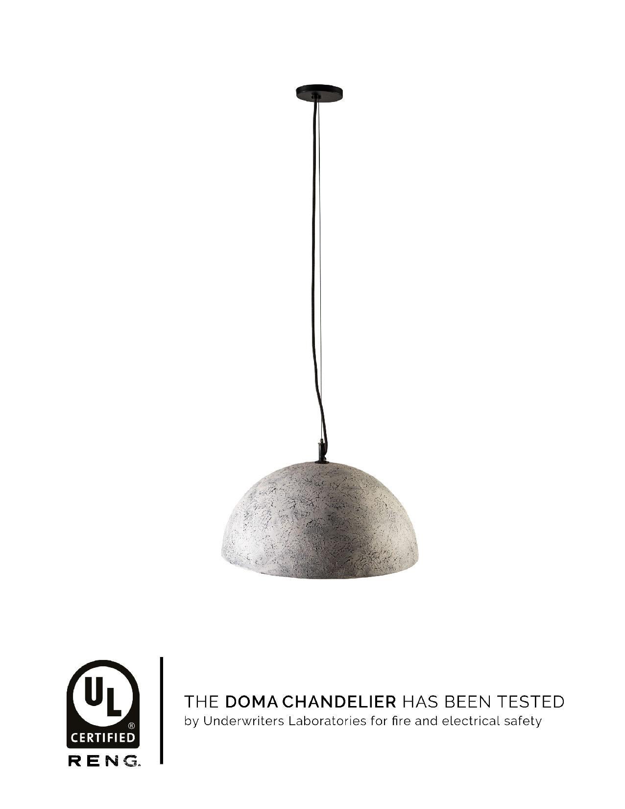 Reng, Doma, Hand Formed Ceramic, Stippled White Matte Tone Glazed Dome Pendant 2