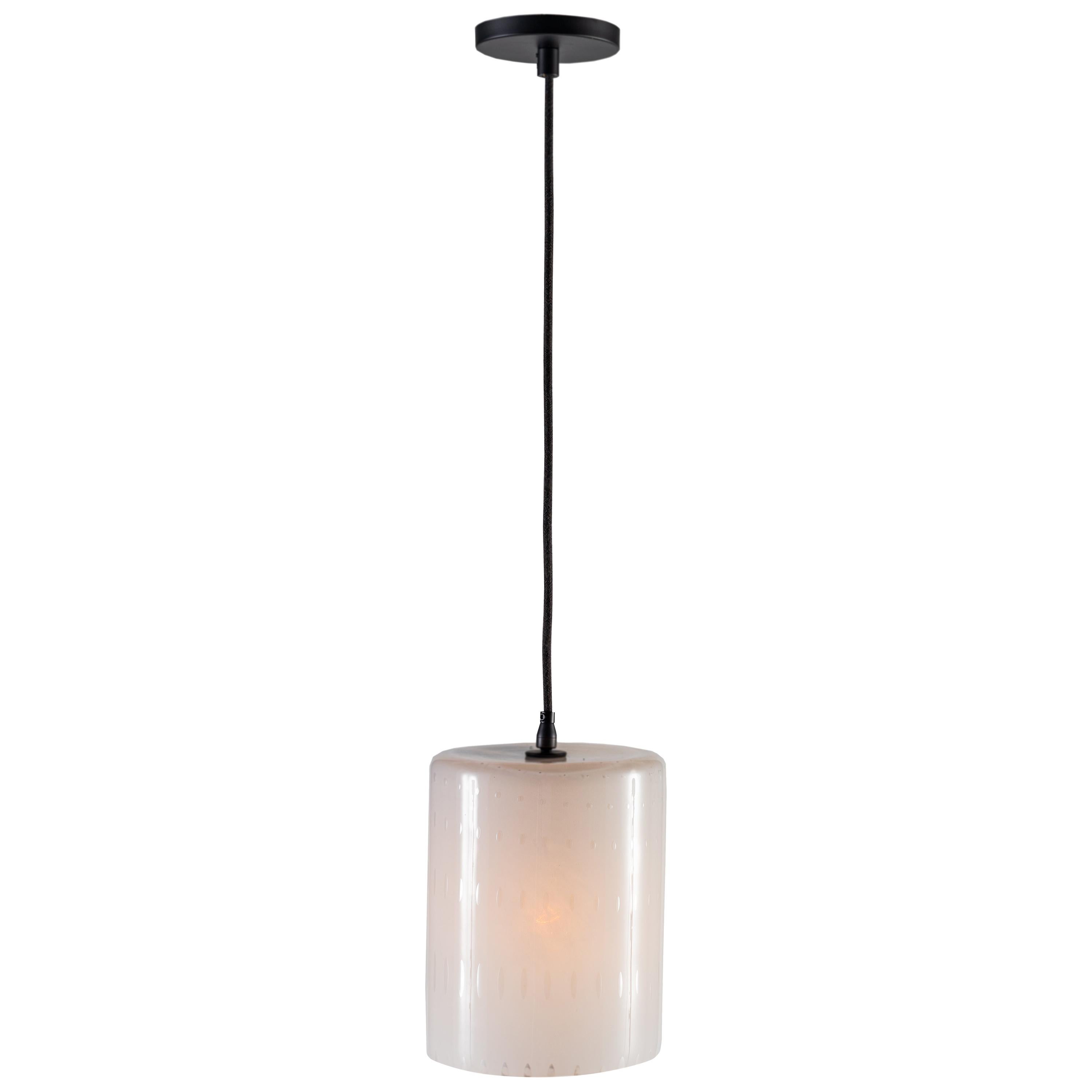 RENG, Flake, Decorative Glass, Cylindrical Pendant with Variegated Opaque Tones