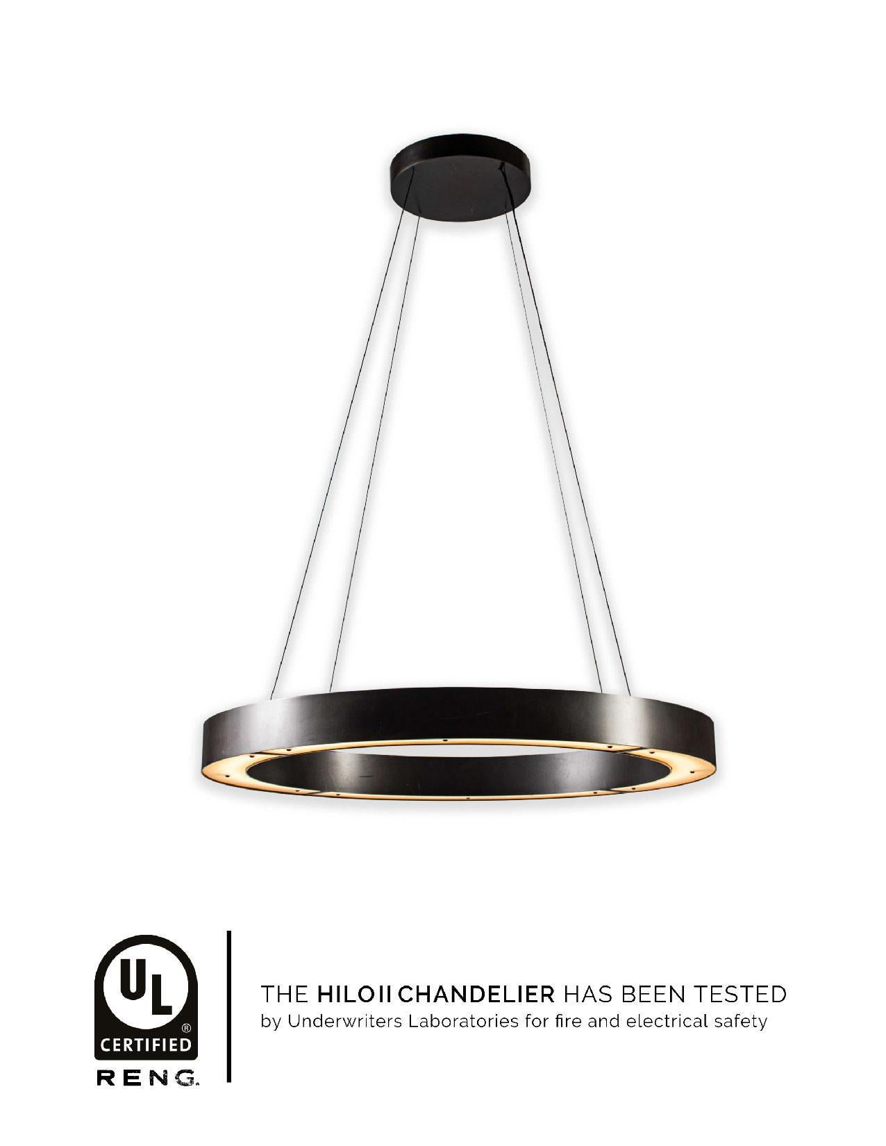 Contemporary RENG, Hilo II, Forged Steel, Modernist Suspension Ring LED Light