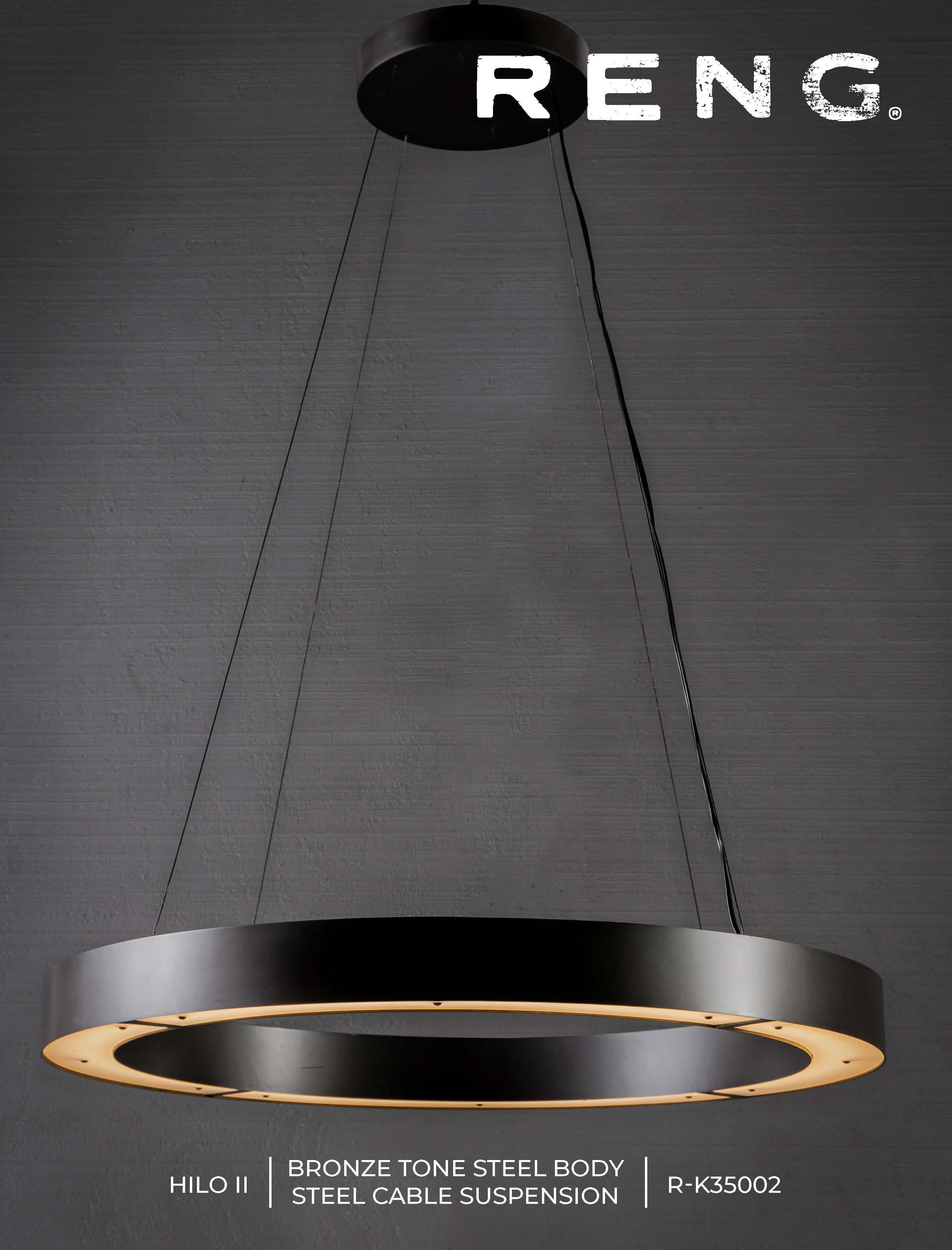 Italian RENG, Hilo II, Forged Steel, Modernist Suspension Ring LED Light