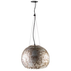 RENG, Island, Hand Formed Ceramic, Gold and Silver Glazed Globe Chandelier 