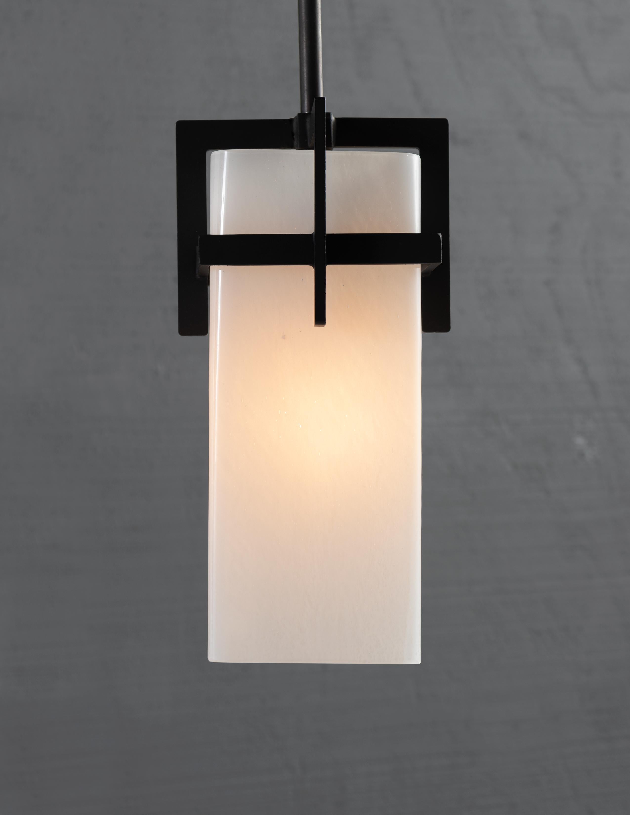 Mouth blown opaque glass with metal framing.

Bulb 1 x medium base 60 watt incandescent. 20lbs.

Handcrafted in Italy. Sold exclusively at Brendan Bass.

Minimum hanging height: N/A
Maximum hanging height: 71
