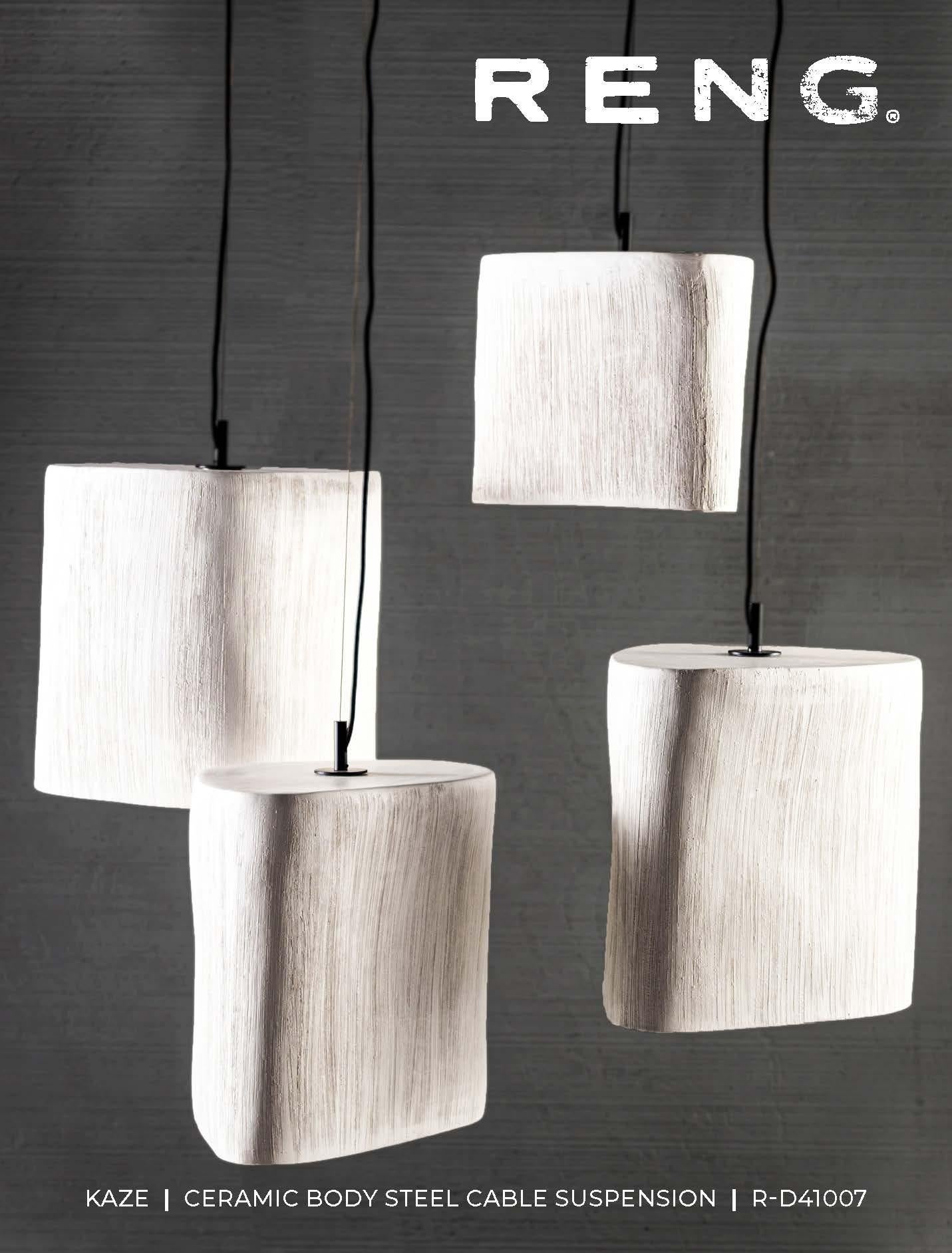 RENG, Kaze, Hand Formed Ceramic Pendant Light In New Condition In Dallas, TX
