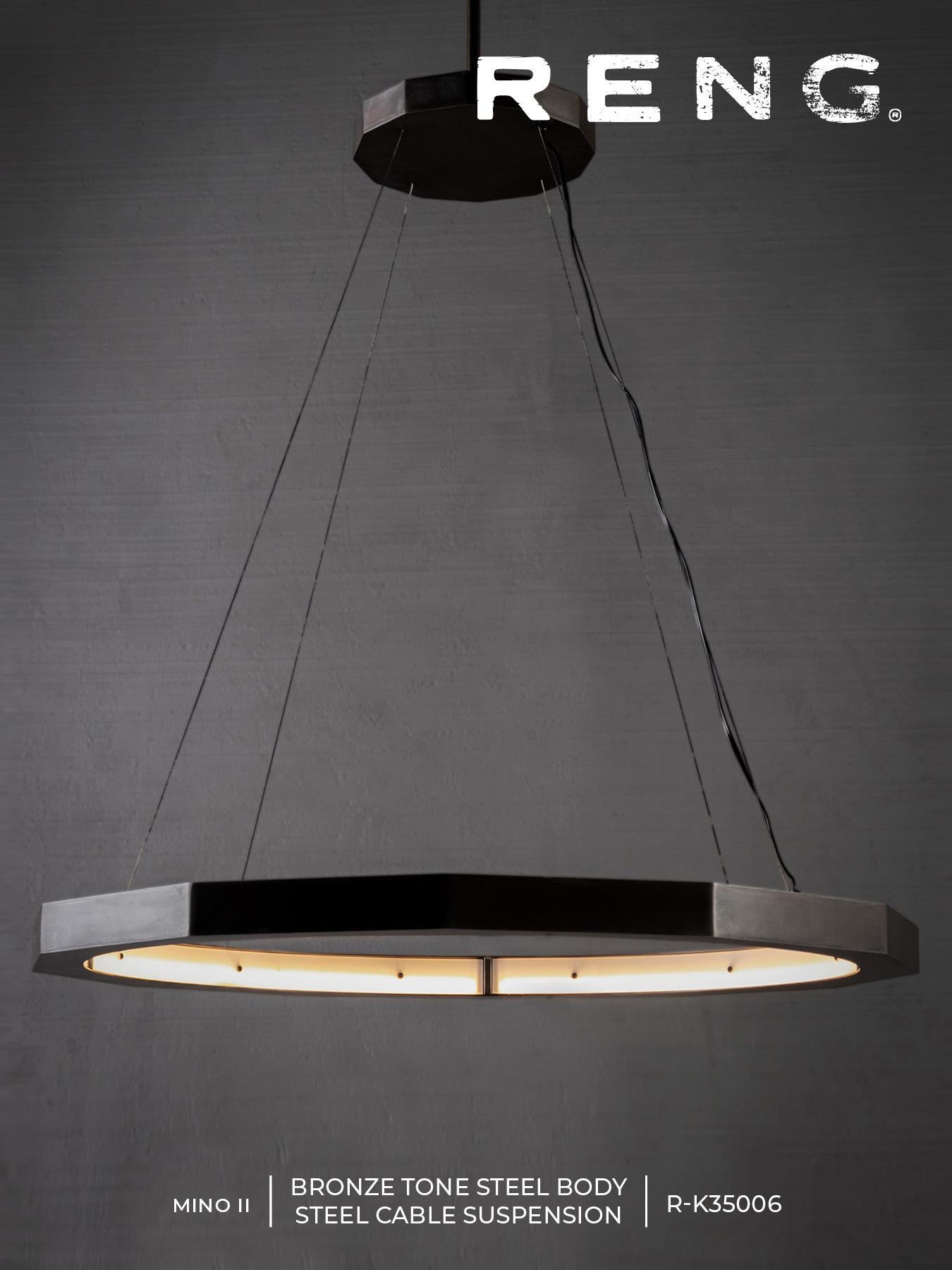 Italian RENG, Mino II, Modernist Suspension Octagon Light