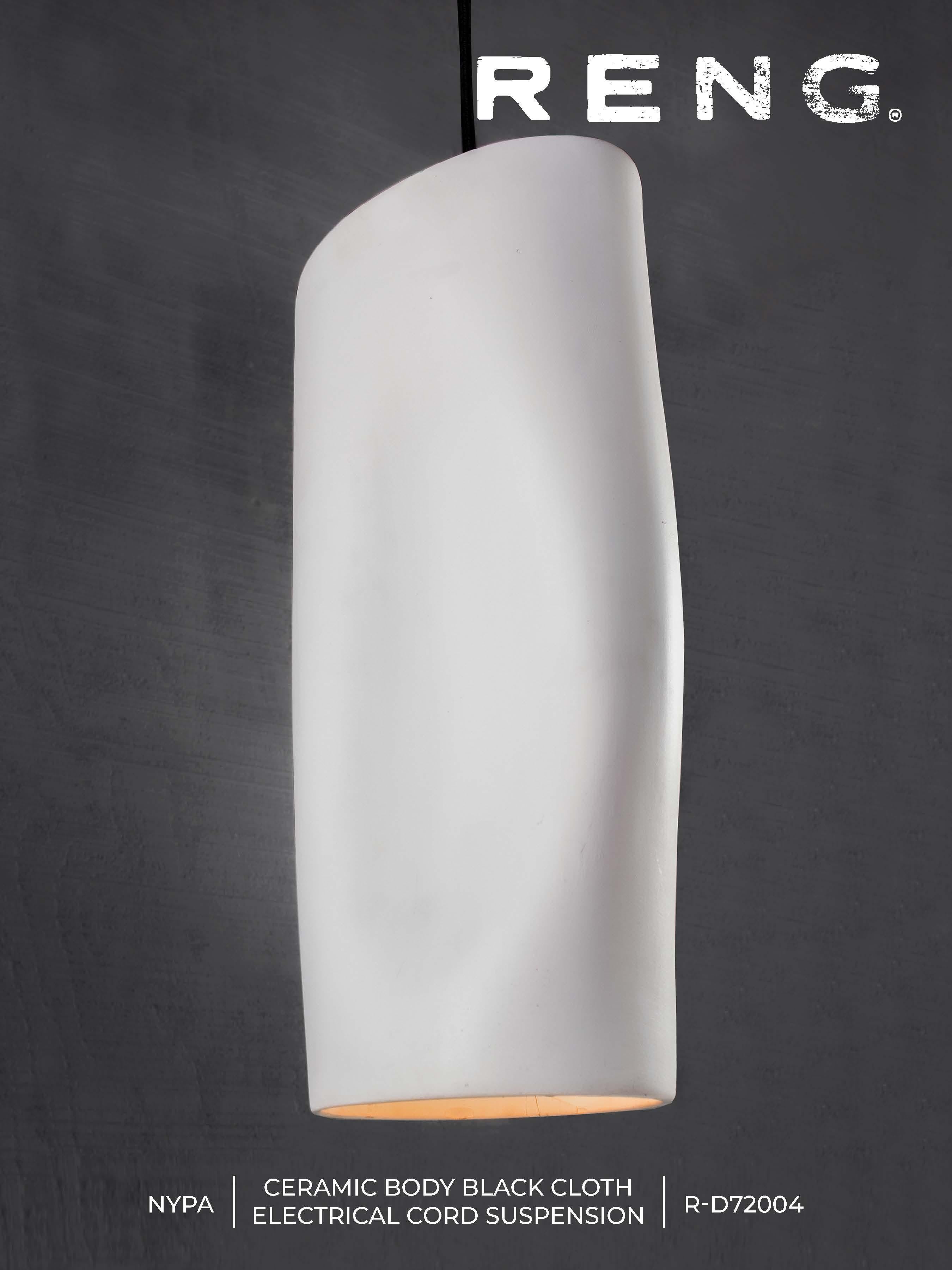 RENG, Nypa, Hand Formed Ceramic, Soft White Glaze on Hand Molded Cylinder Body 1