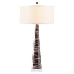 RENG, Paul, Tapered Column Lamp Broken Stripe Design in Earth Tones