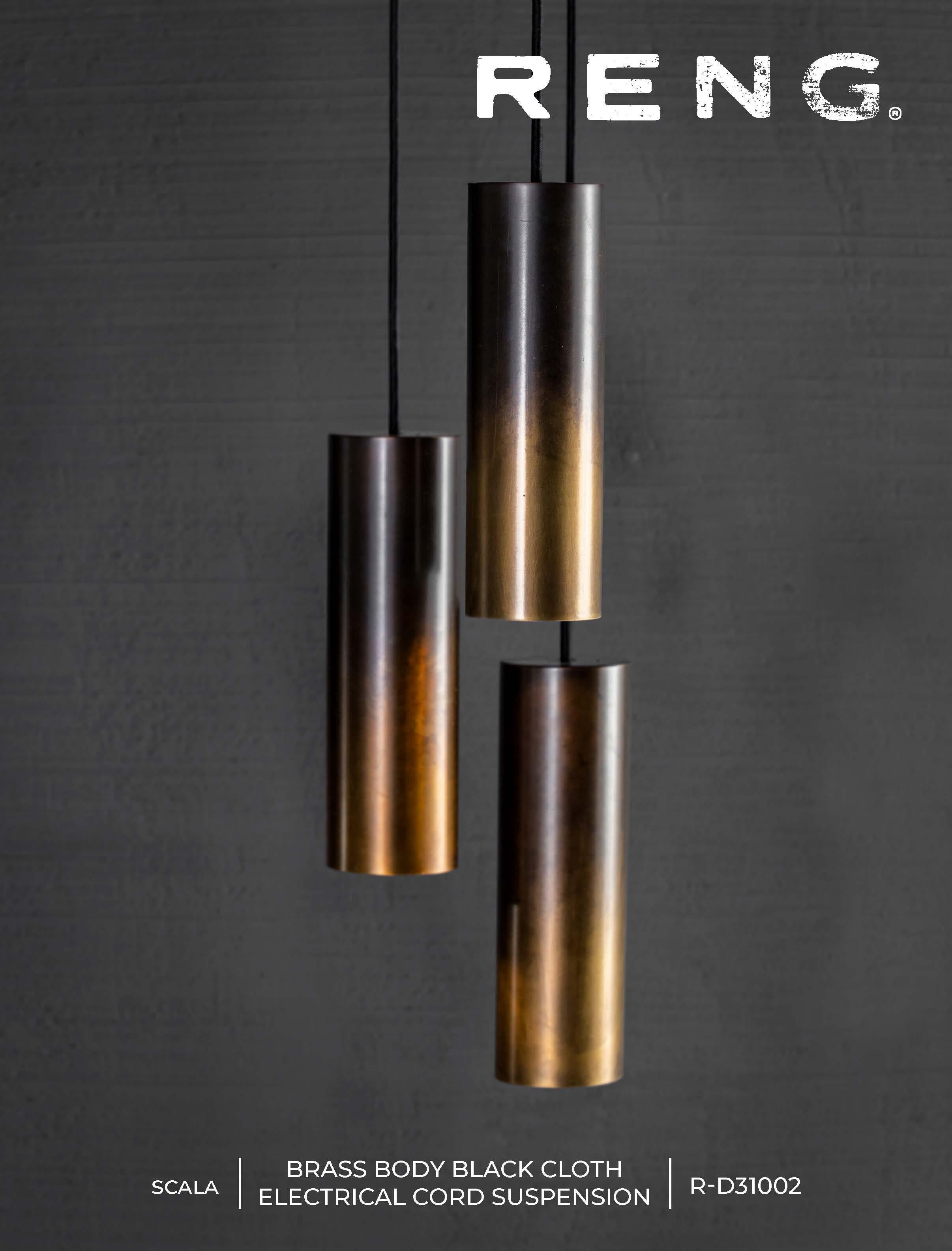 Hand-Crafted RENG, Scala, Brass, Ombre Tubular Trio Fixture