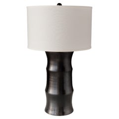 Reng, Také, Ebony Glazed Terracotta Bamboo Form Table Lamp