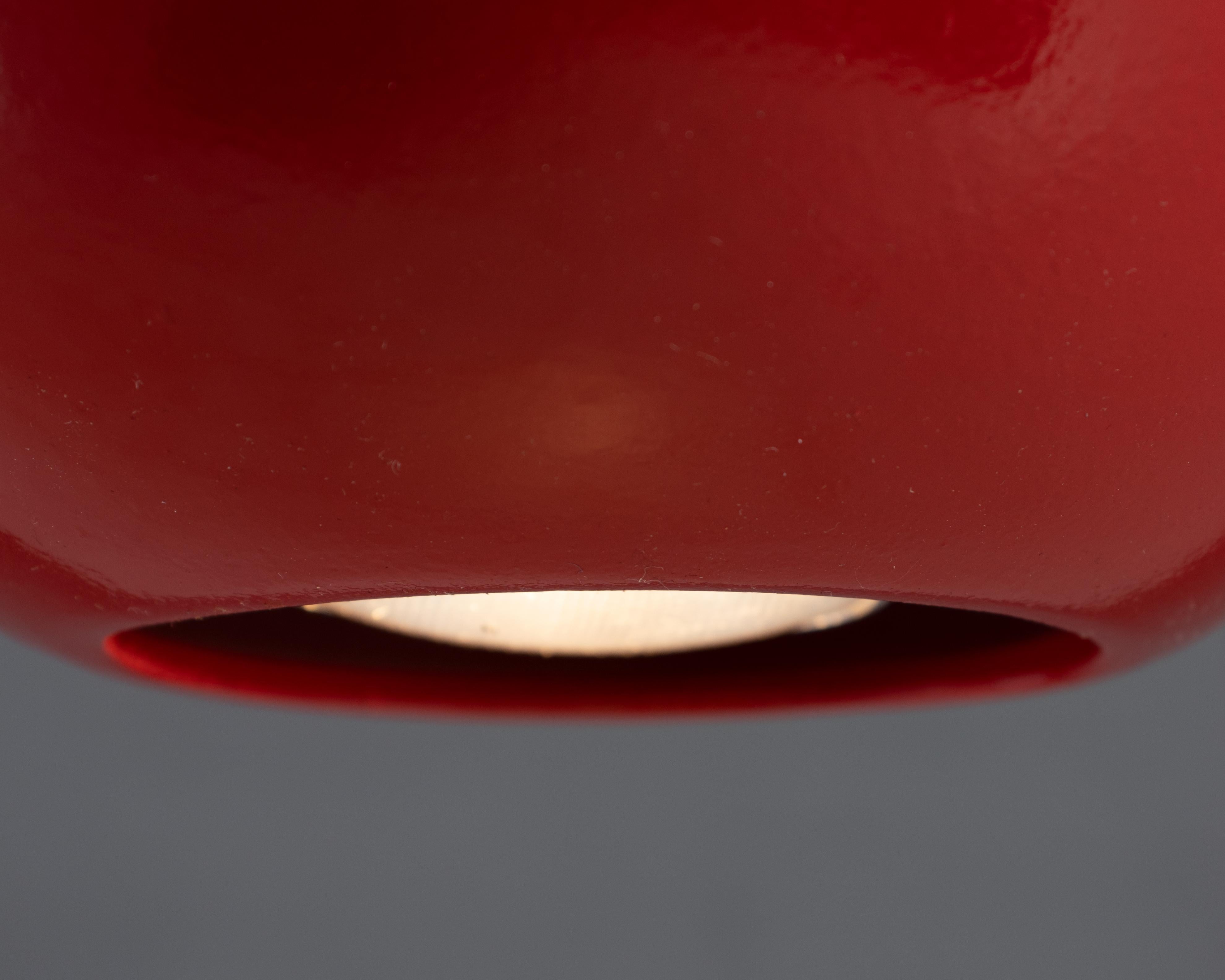 Modern RENG, Tama Red, Hand Formed Ceramic, Ball Form Down Light