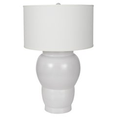 Reng, Togé Glazed Terracotta Double Gourd Table Lamp with Off-White Linen Shade