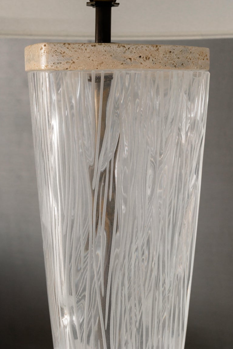 Italian Reng, Willow, Decorative Glass Table Lamp For Sale