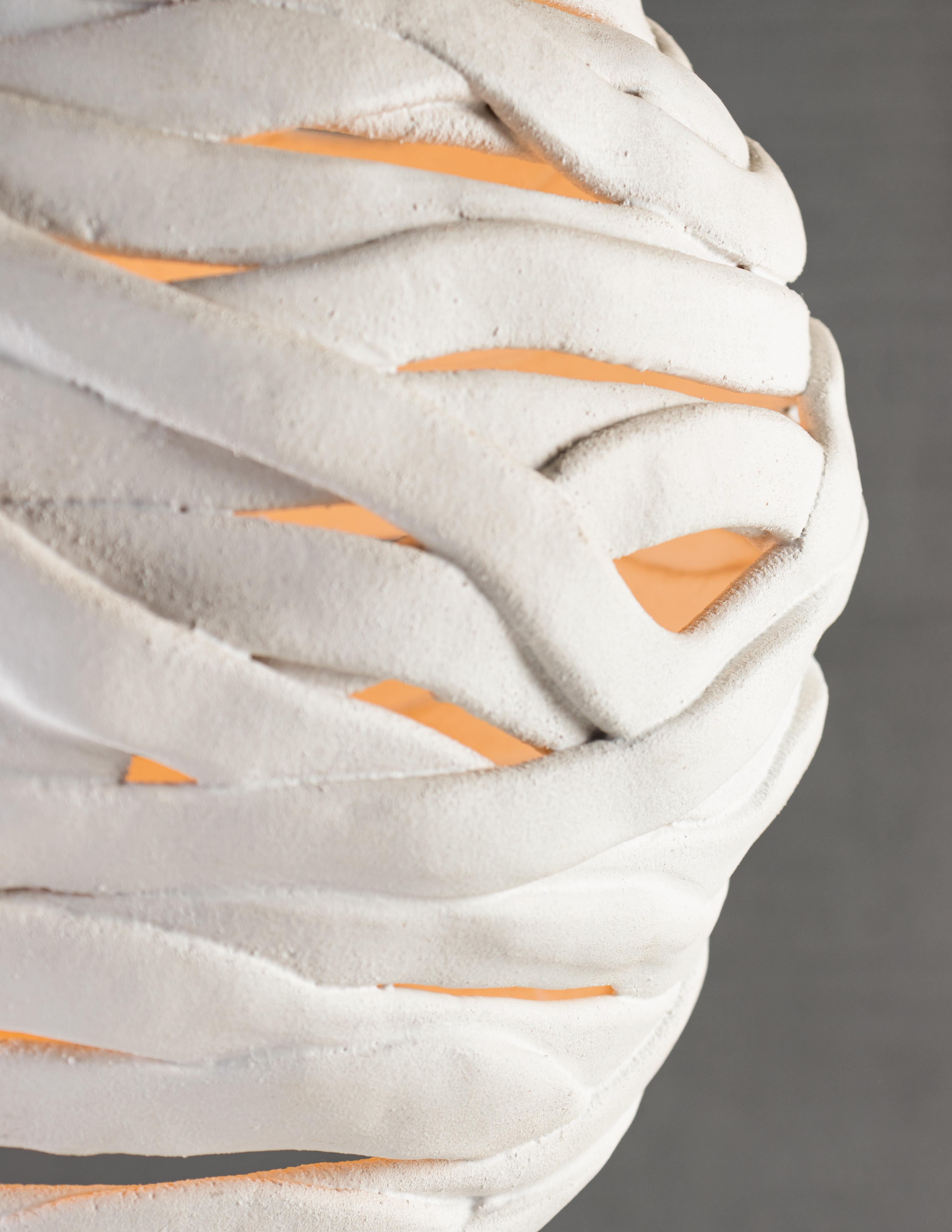 Italian Reng, Wrap, Hand Formed Ceramic, Terra-Cotta Molded Striped Pendant