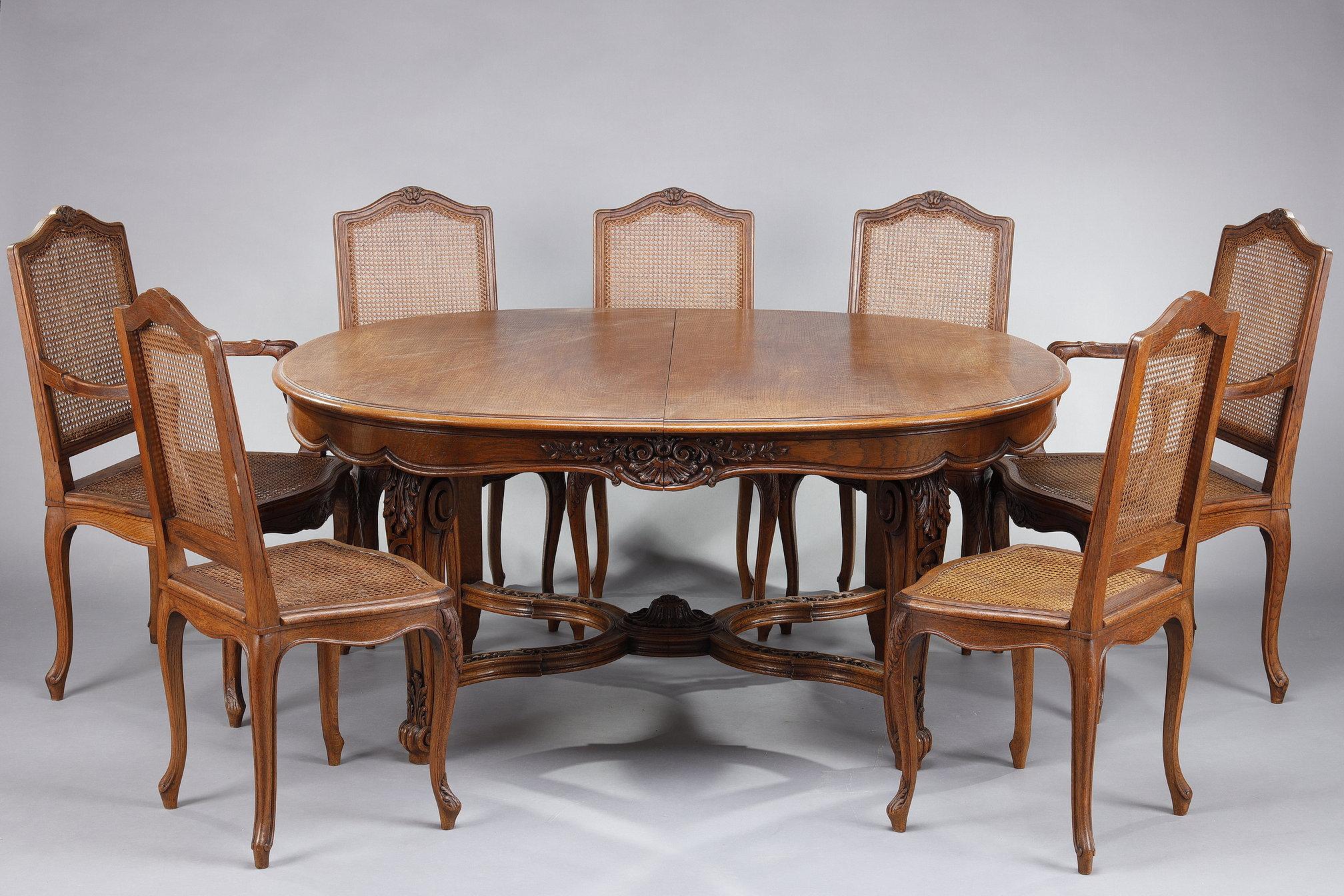 Rengency-style dining table, 9 chairs and 2 armchairs  11