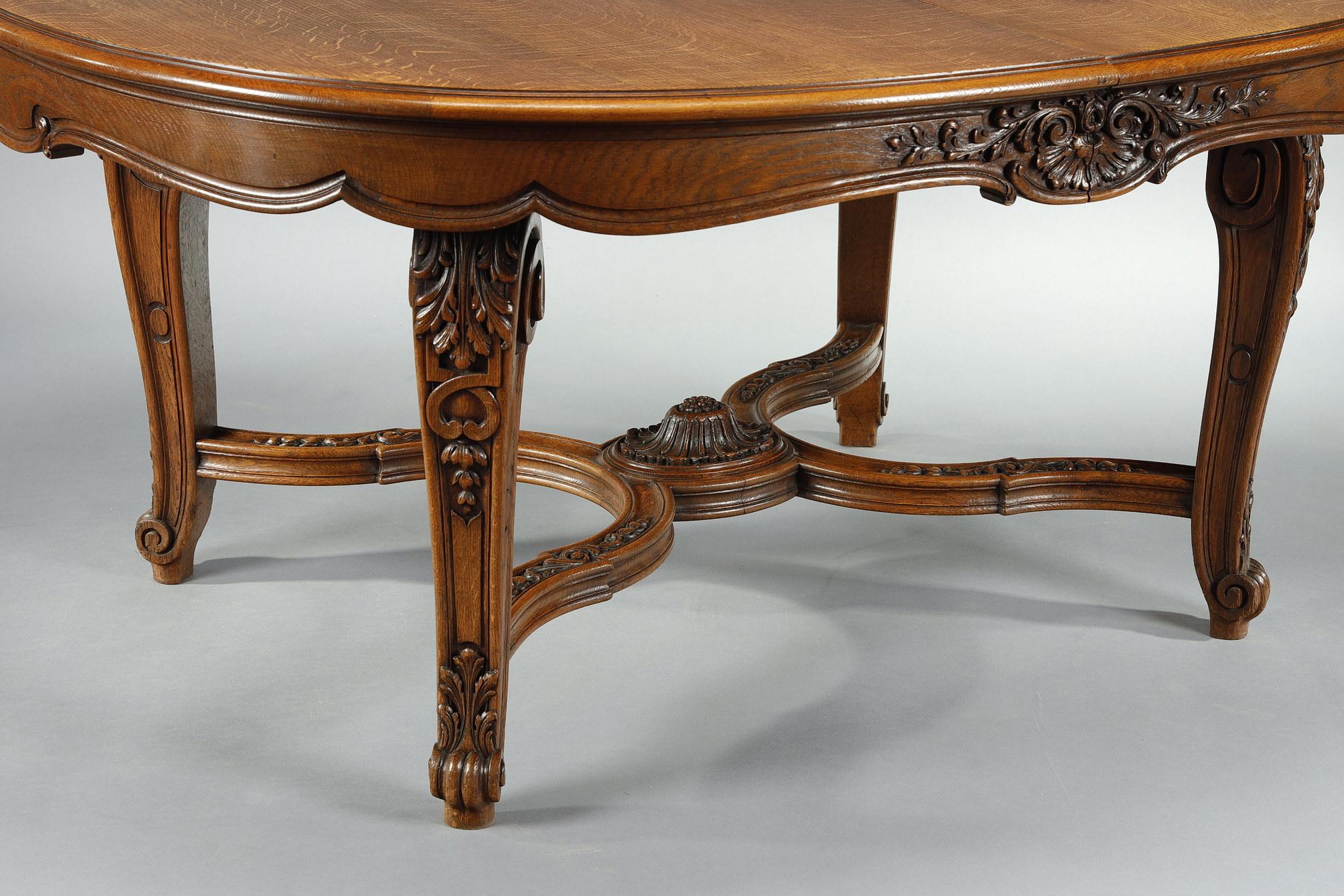 French Rengency-style dining table, 9 chairs and 2 armchairs 