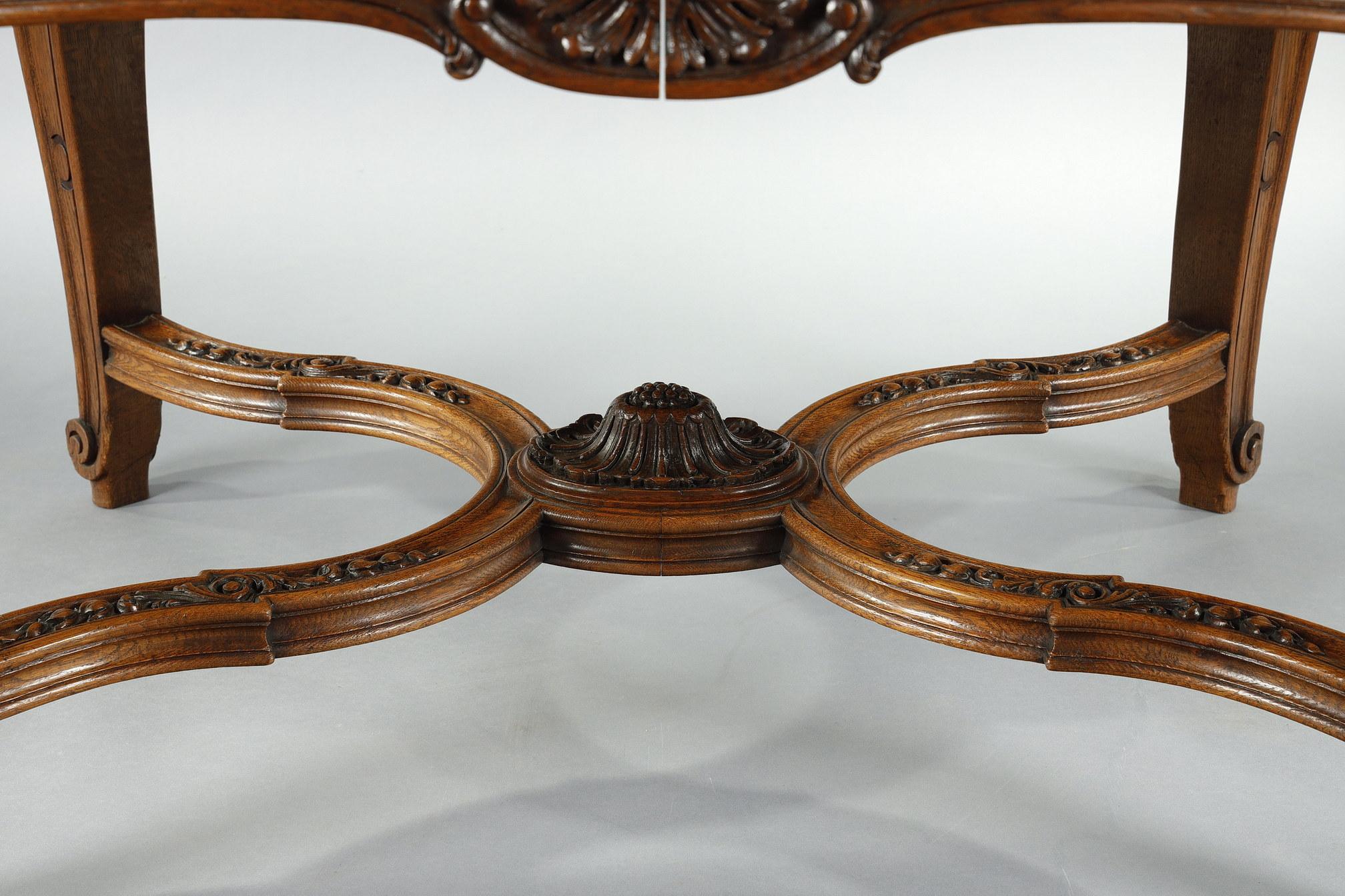 Late 19th Century Rengency-style dining table, 9 chairs and 2 armchairs 