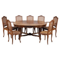 Antique Rengency-style dining table, 9 chairs and 2 armchairs