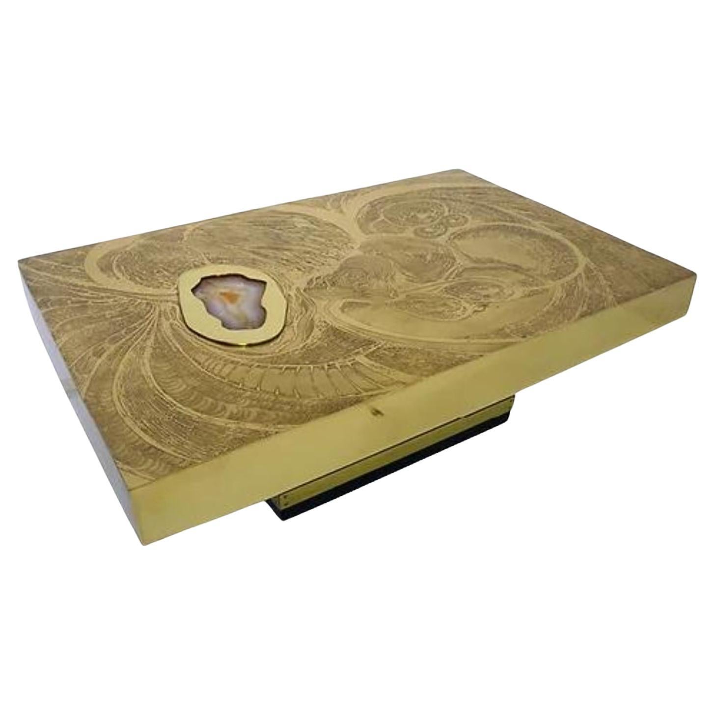 Renhilde Brass Coffee Table by Brutalist Be For Sale