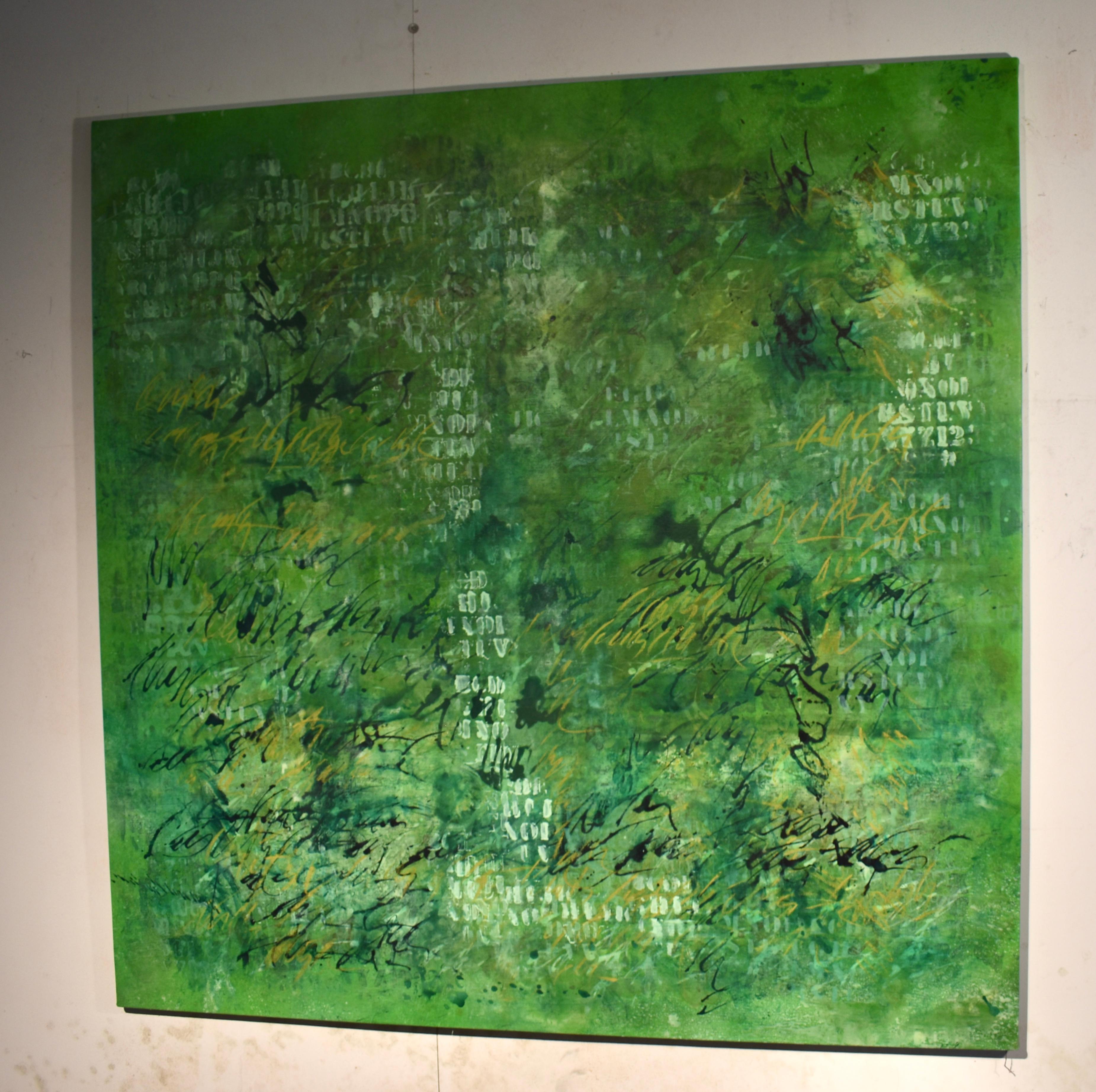 Roberto RENIS, Mixed Media ( not digital ) oil and acrylic on Canvas, Abstract Contemporary Latinamerican Art.

The Writing:

They are fragments of stories that appear in the interstices of words (between words) during Zen meditation. They also have