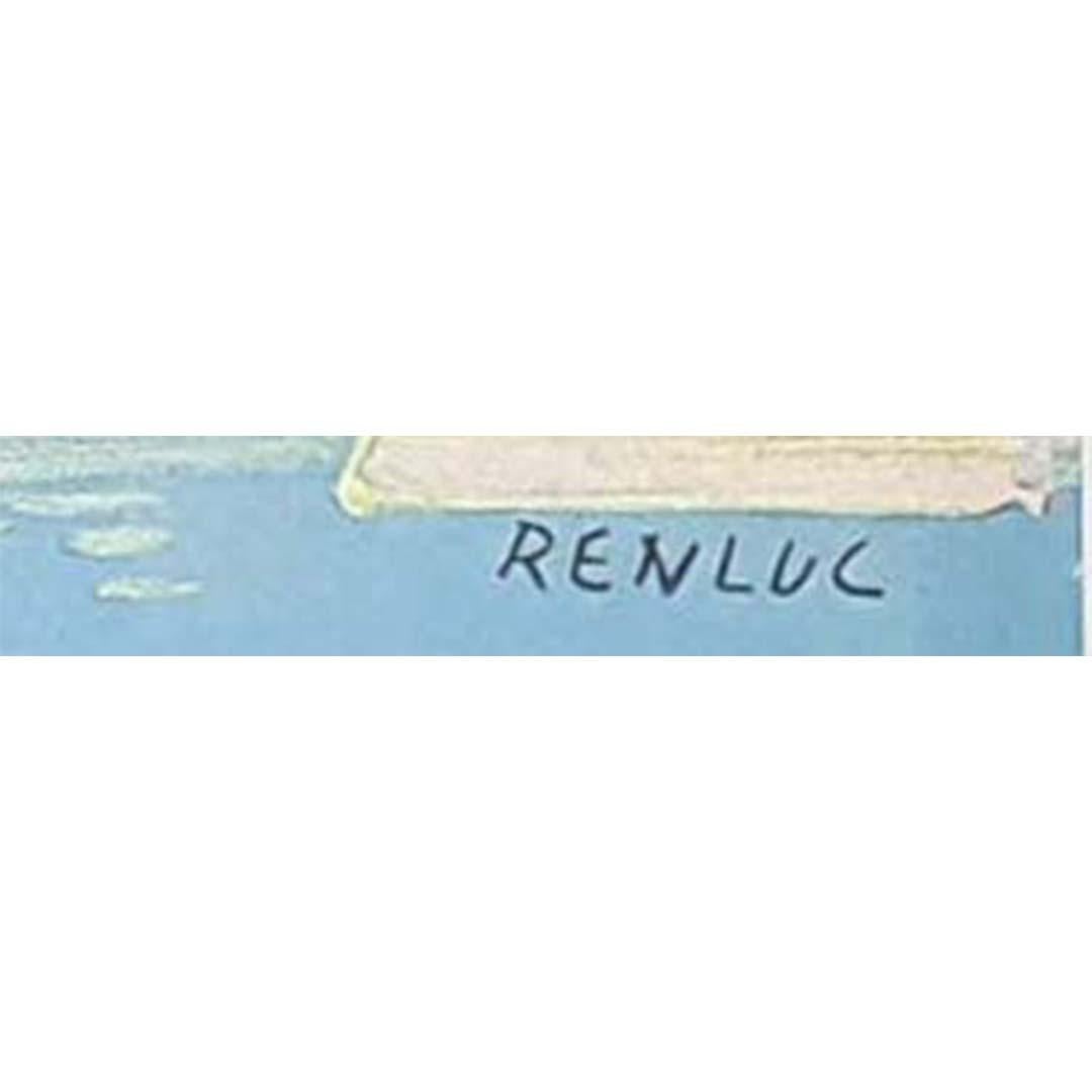 1953 Cartel original de la compañía aérea Air France diseñado por Renluc en venta 2
