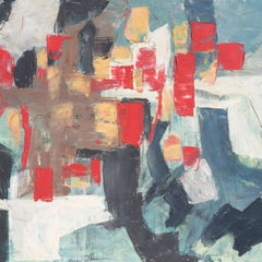 'Abstract in Scarlet & Gray', Post-Painterly Abstraction, Large American Oil