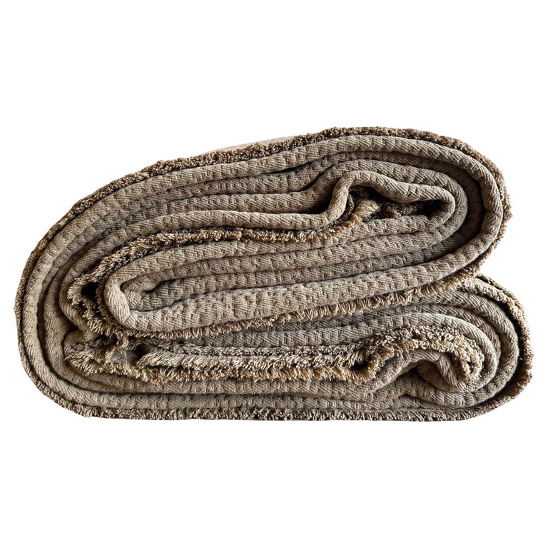 Luna Cotton Waffle Baffle Coverlet Blanket in Caramel For Sale at 1stDibs