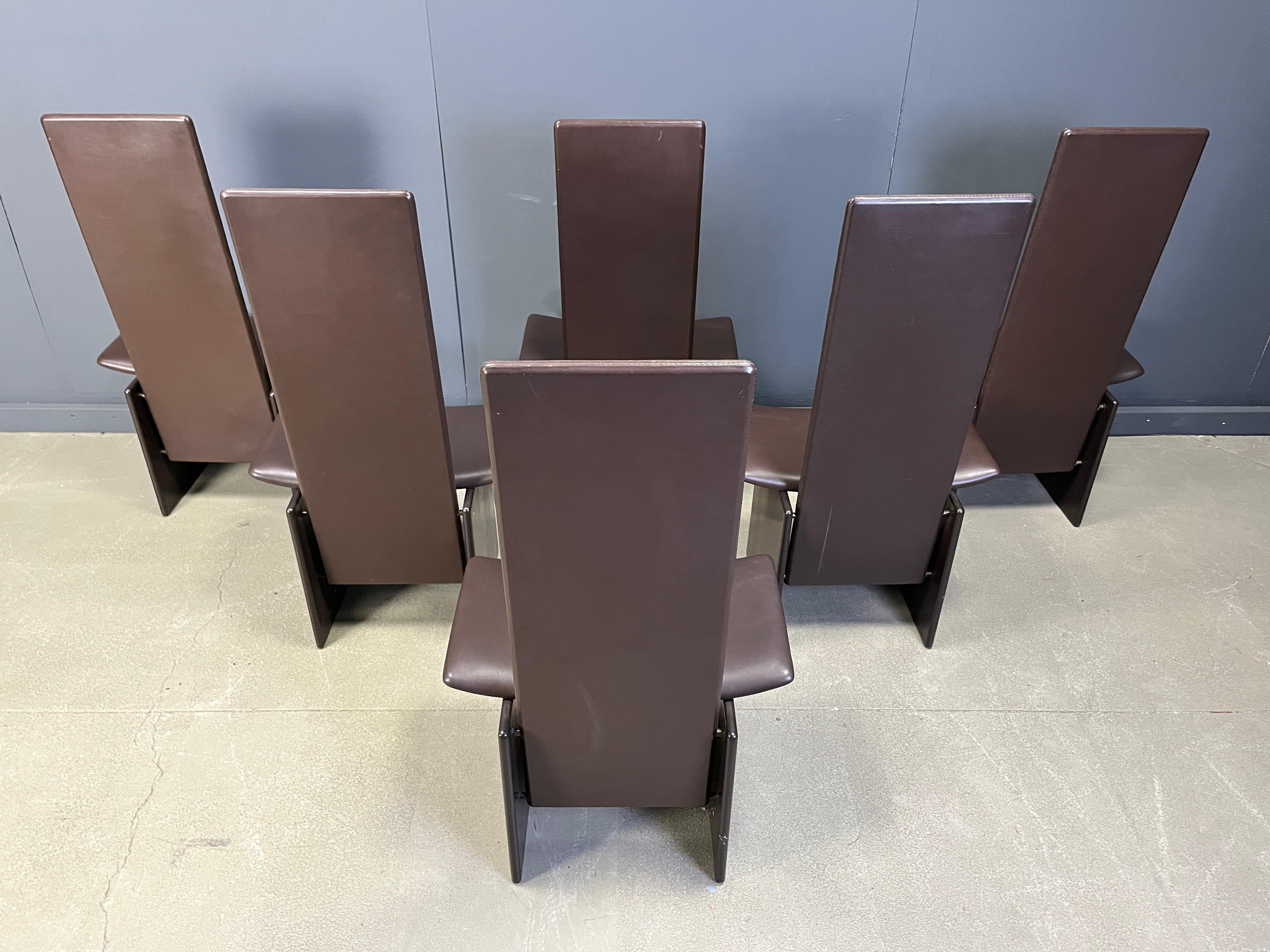 Pelle Sedie da pranzo Rennie di Kazuhide Takahama, 1970, Set di 6 in vendita