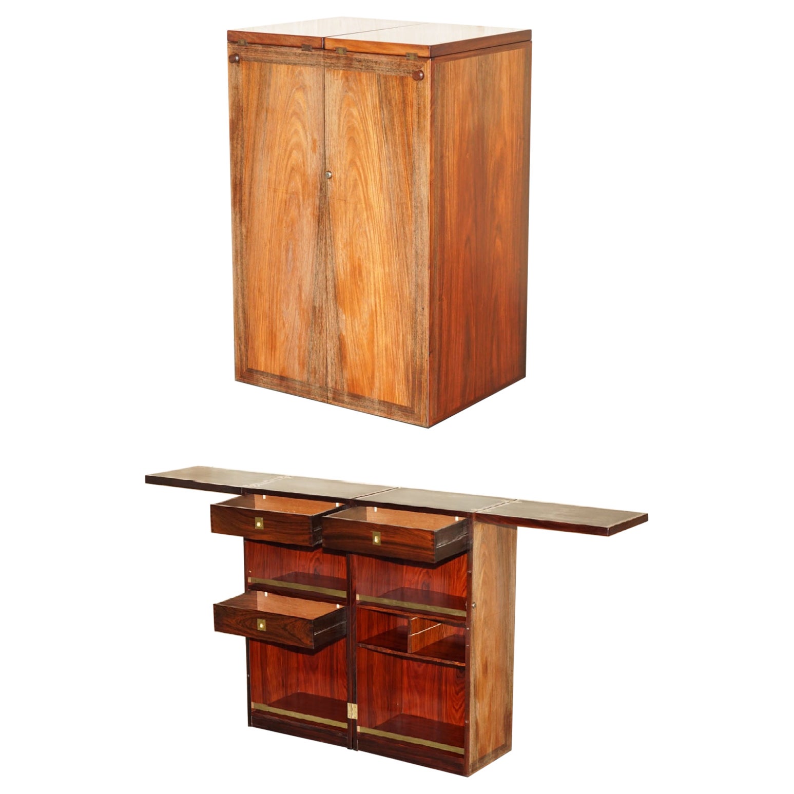 RENO WAHL FOR DYRLUND ViNTAGE DANISH HARDWOOD METAMORPHIC CAPTAINS CAMPAIGN BAR