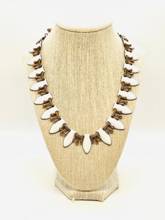 Renoir Arts and Crafts Copper and White Enamel Necklace, 1950s