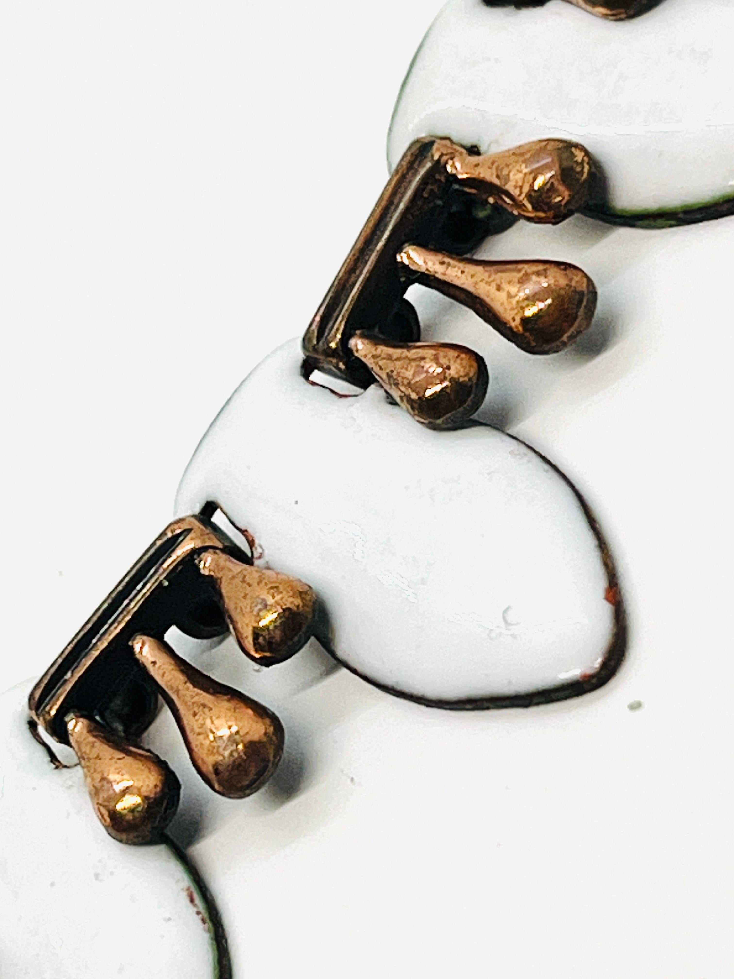 Renoir Arts and Crafts Copper and White Enamel Necklace, 1950s For Sale 1