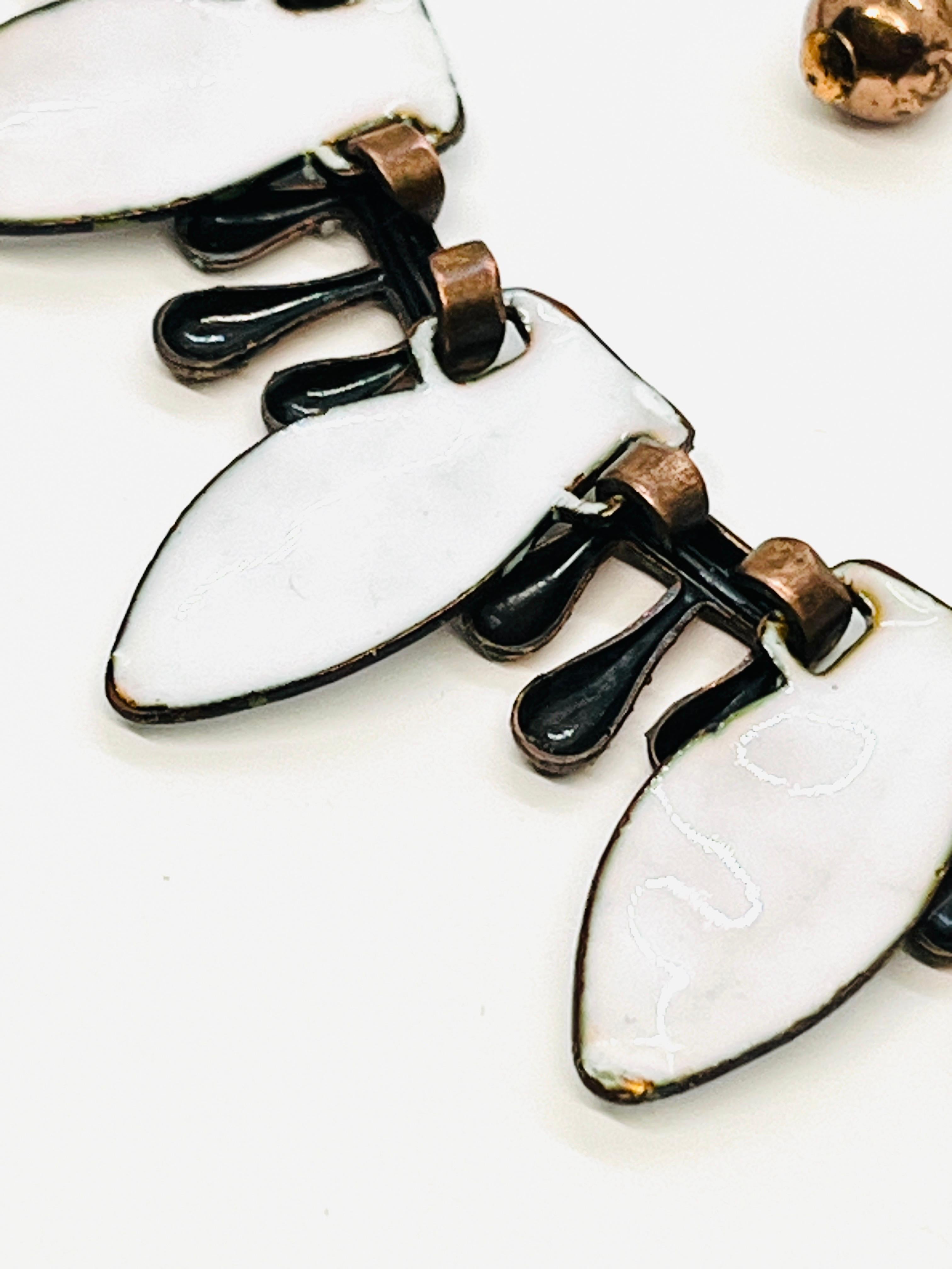 Renoir Arts and Crafts Copper and White Enamel Necklace, 1950s For Sale 4