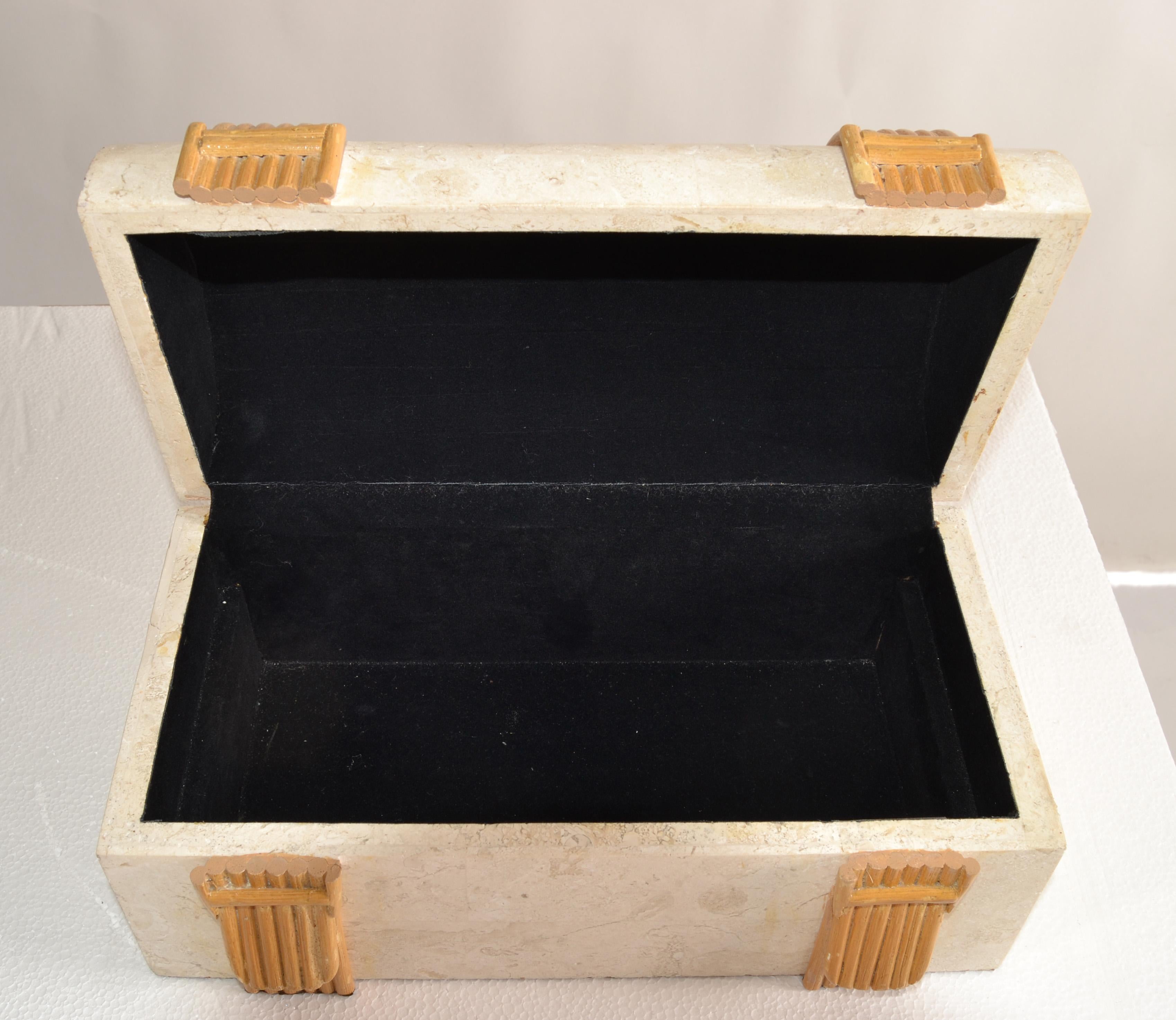 Renoir Designs Marble Soapstone Bamboo Hollywood Regency Box Keepsake Trinket For Sale 3