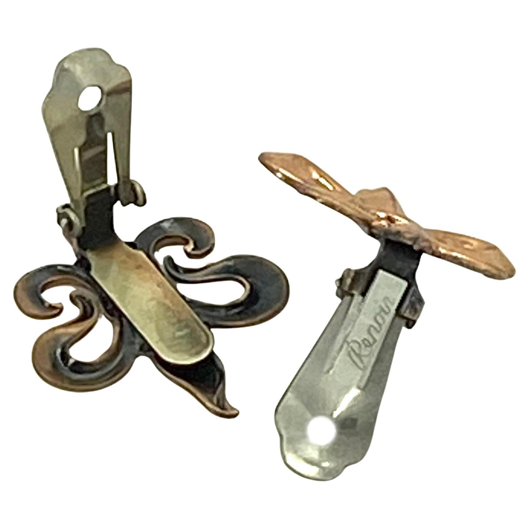 Renoir Fleur de Lis Copper Clip-on Earrings For Sale 3