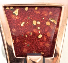 Clips d'oreilles Renoir Matisse en cuivre poli rouge et émail doré du milieu du siècle dernier