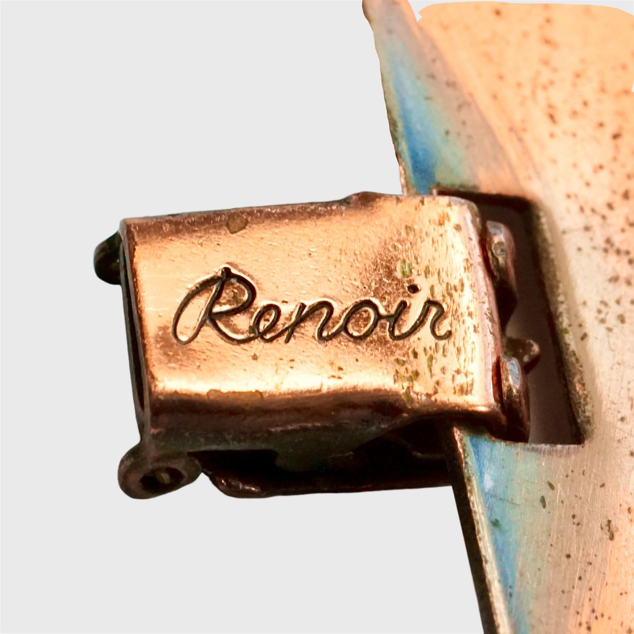 Renoir Mid Century Copper Wide Link Abstract Polished Leaf Bracelet in vendita 3