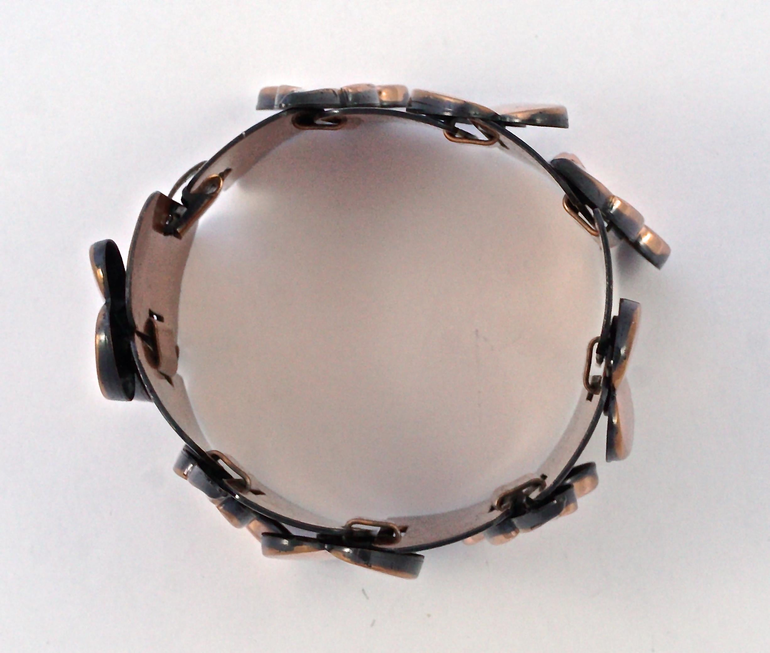 Renoir Mid Century Copper Wide Link Abstract Polished Leaf Bracelet In Good Condition In London, GB