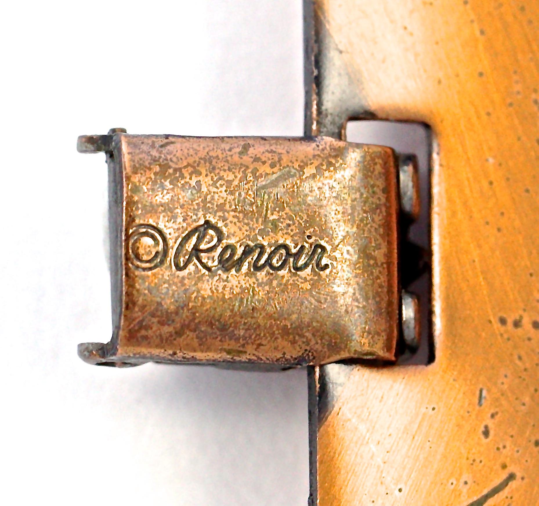 Women's or Men's Renoir Mid Century Copper Wide Link Abstract Polished Leaf Bracelet