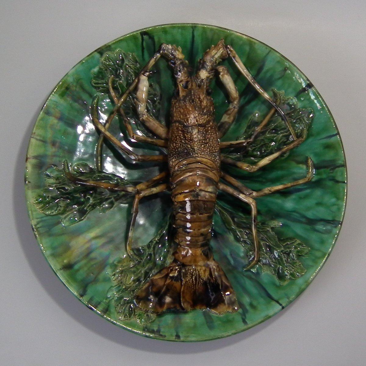 Late 19th Century Renoleau French Palissy Majolica Lobster Wall Plaque For Sale