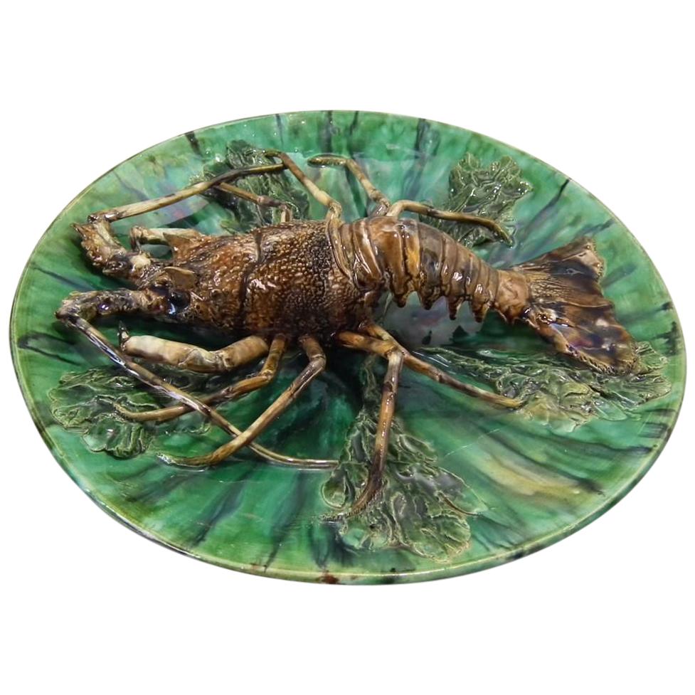 Renoleau Französische Palissy Majolika Hummer-Wandtafel, Renoleau