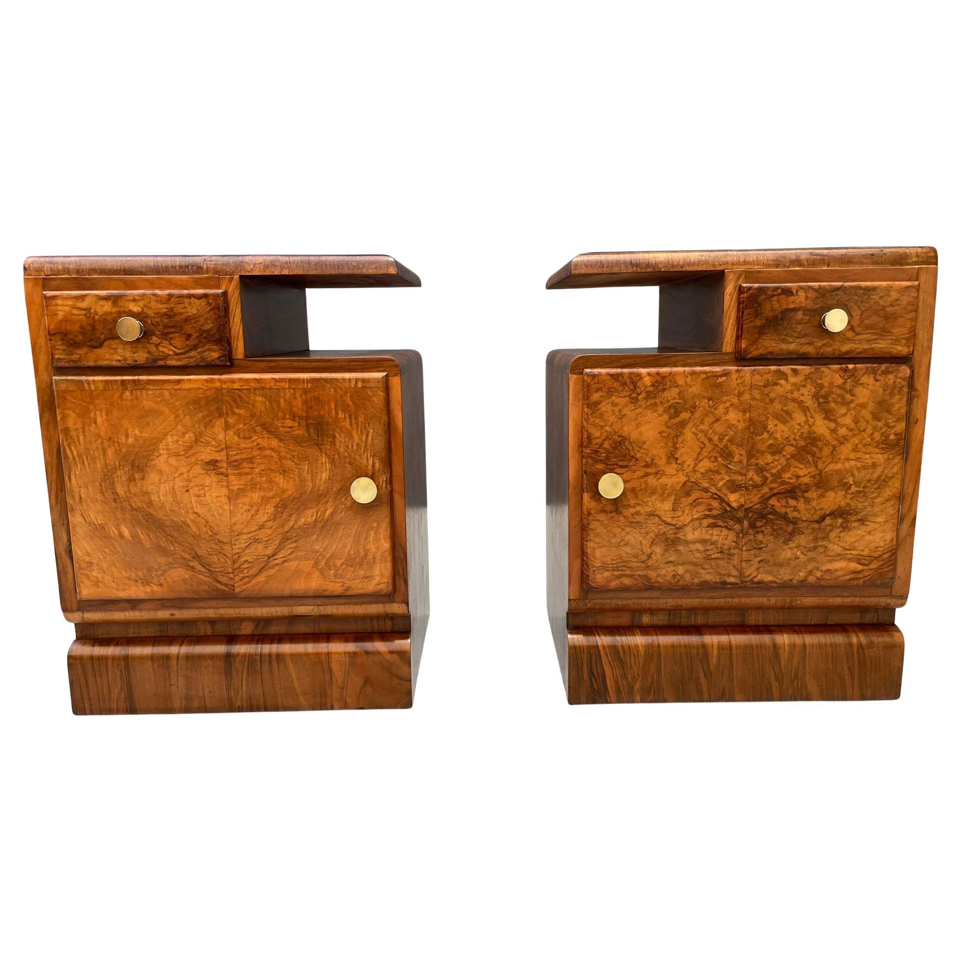 Renovated 1930s Art Deco Bedside Tables – Vintage Czechoslovak Nightstands