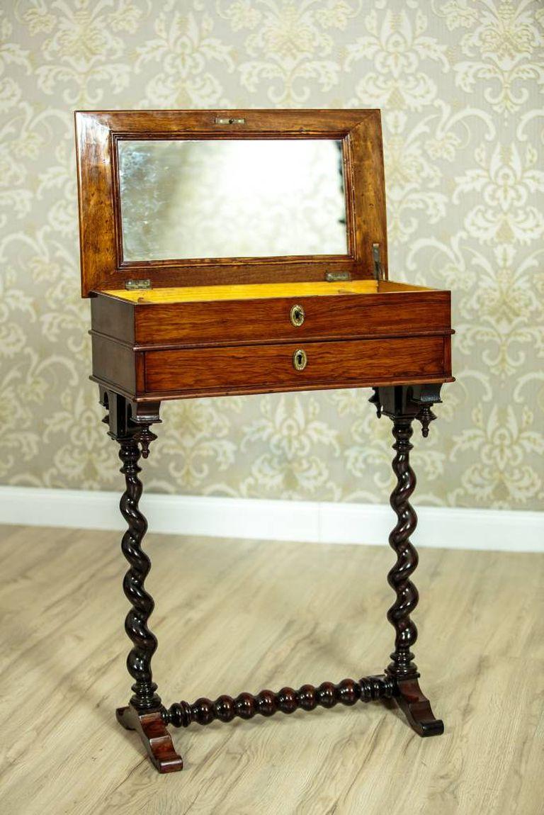Belgian Renovated Eclectic Mahogany Sewing Table, circa 1880-1890