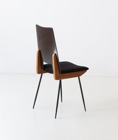 Renoved Mid Century Italian Chair by Carlo Ratti with Black Suede Leather