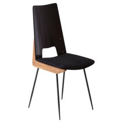 Renoved Silla italiana de mediados de siglo de Carlo Ratti con piel de ante negra