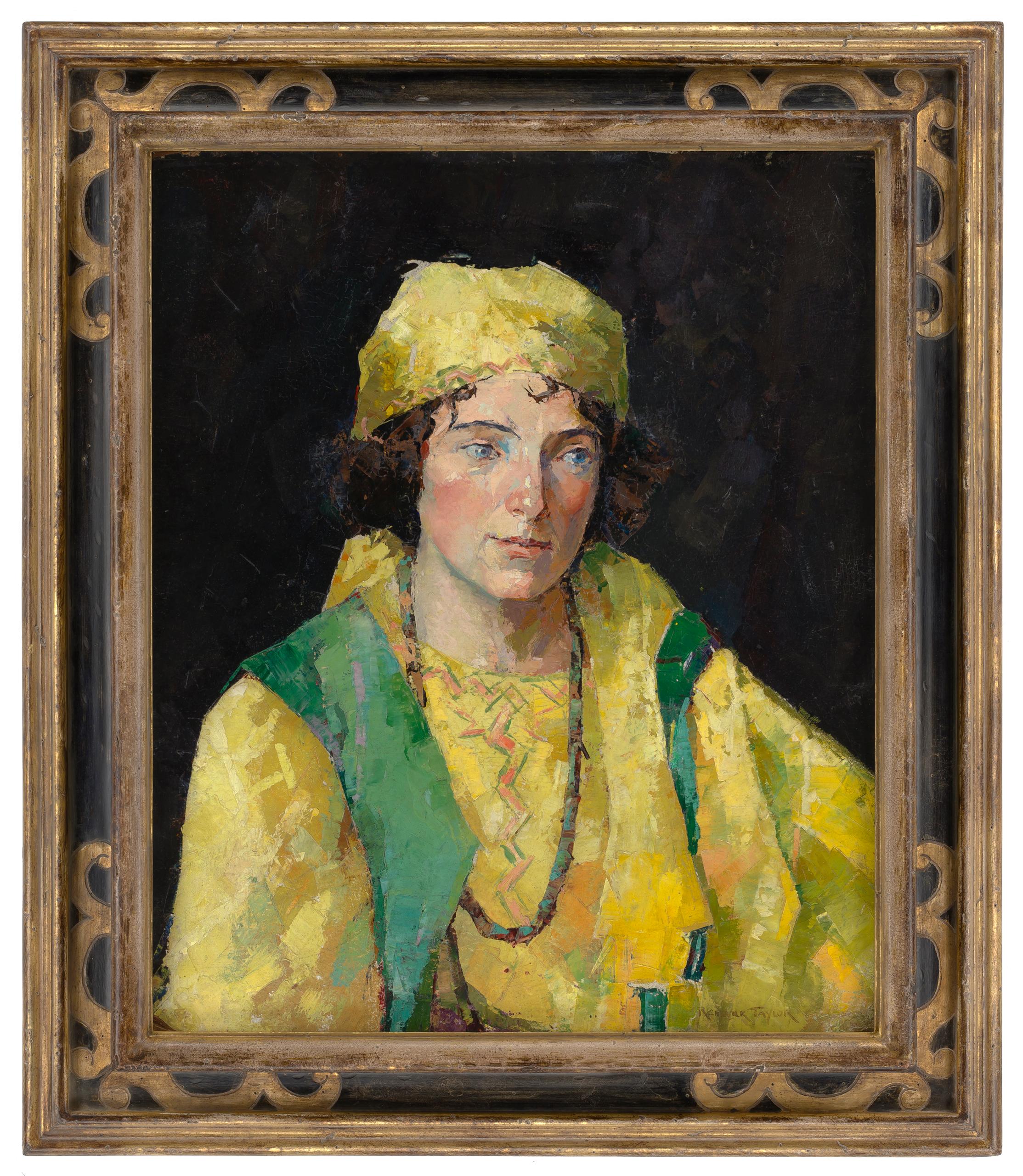 Oil on Board Painting of "Woman in Yellow", by Renwick Taylor, 1924