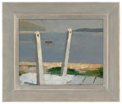 Peinture à l'huile sur carton intitulée "The Bay", par Renwick Taylor, vers 1920