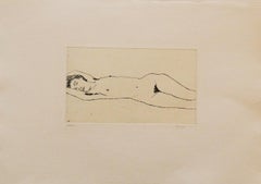 Nude - Original Etching by Renzo Biasion - 1972