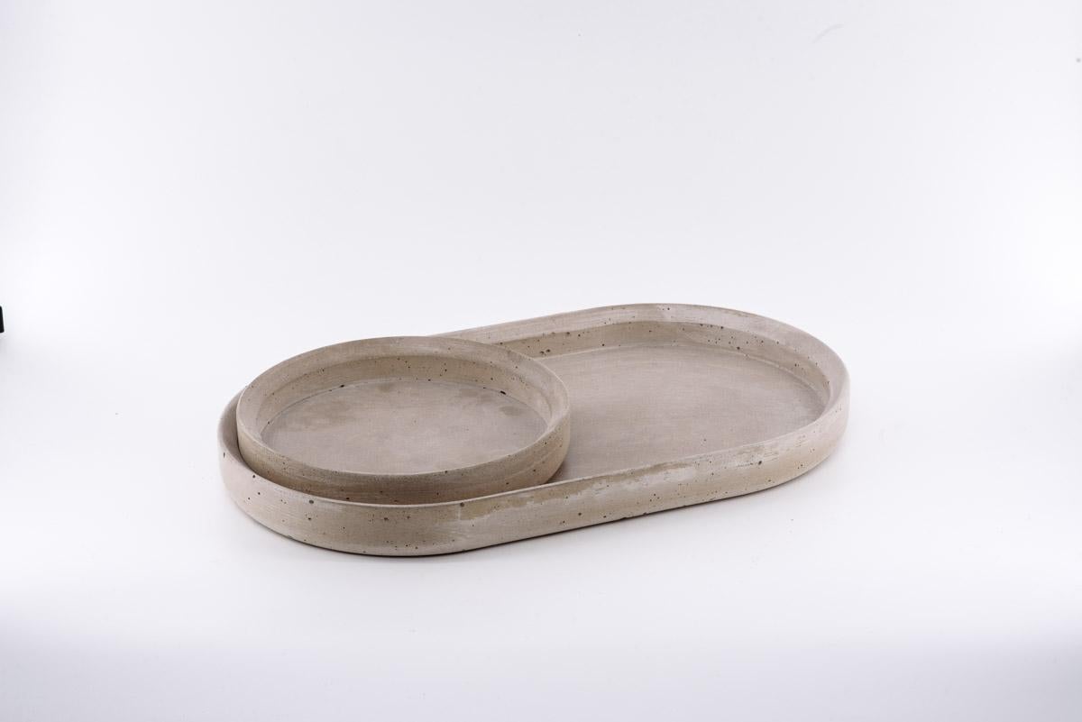 21st Century Renzo Set Concrete Tray 100% Handmade in Italy For Sale 3